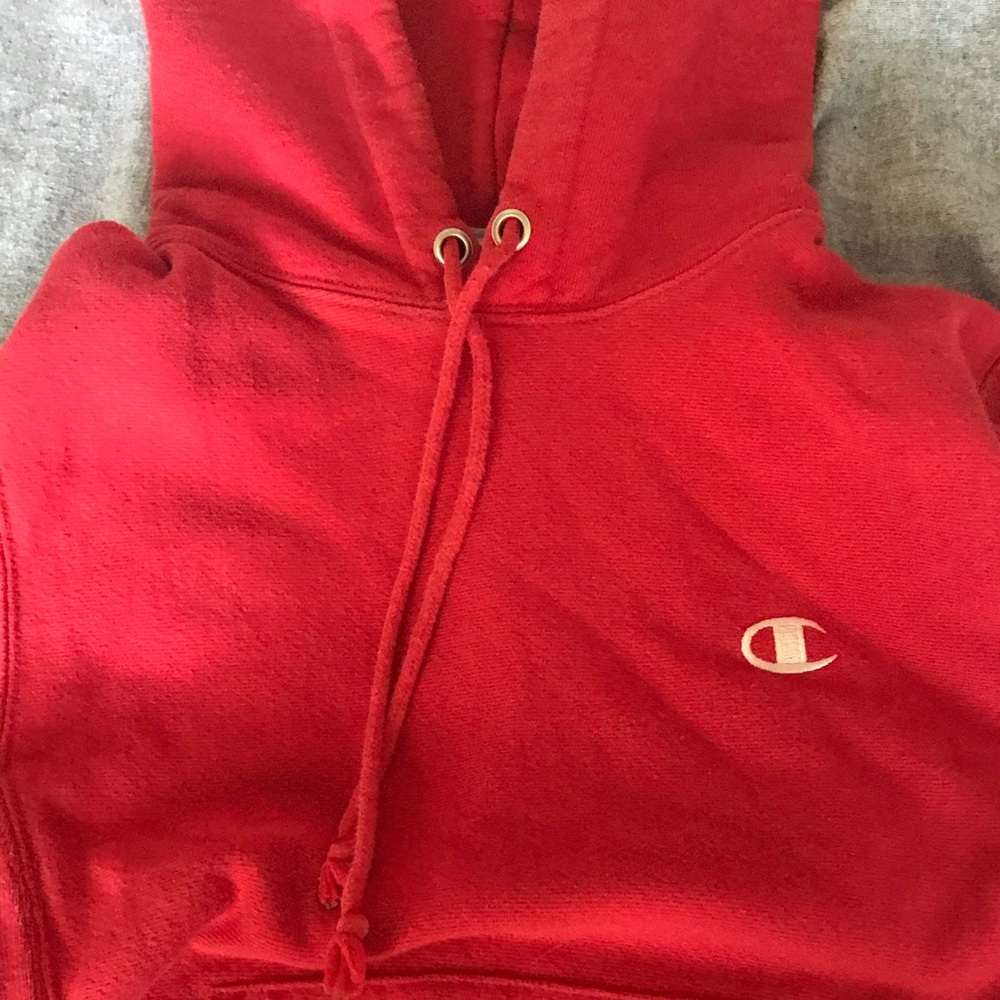 Red champion hoodie